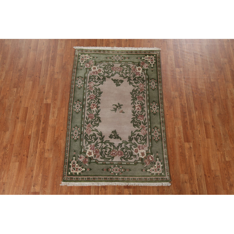 Tapis népalais unique en laine à motif floral noué à la main de conception unique 3 pi 7 po x 5 pi 7 po