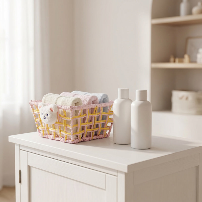 Panier de rangement en papier Panier tissé à la main, White
