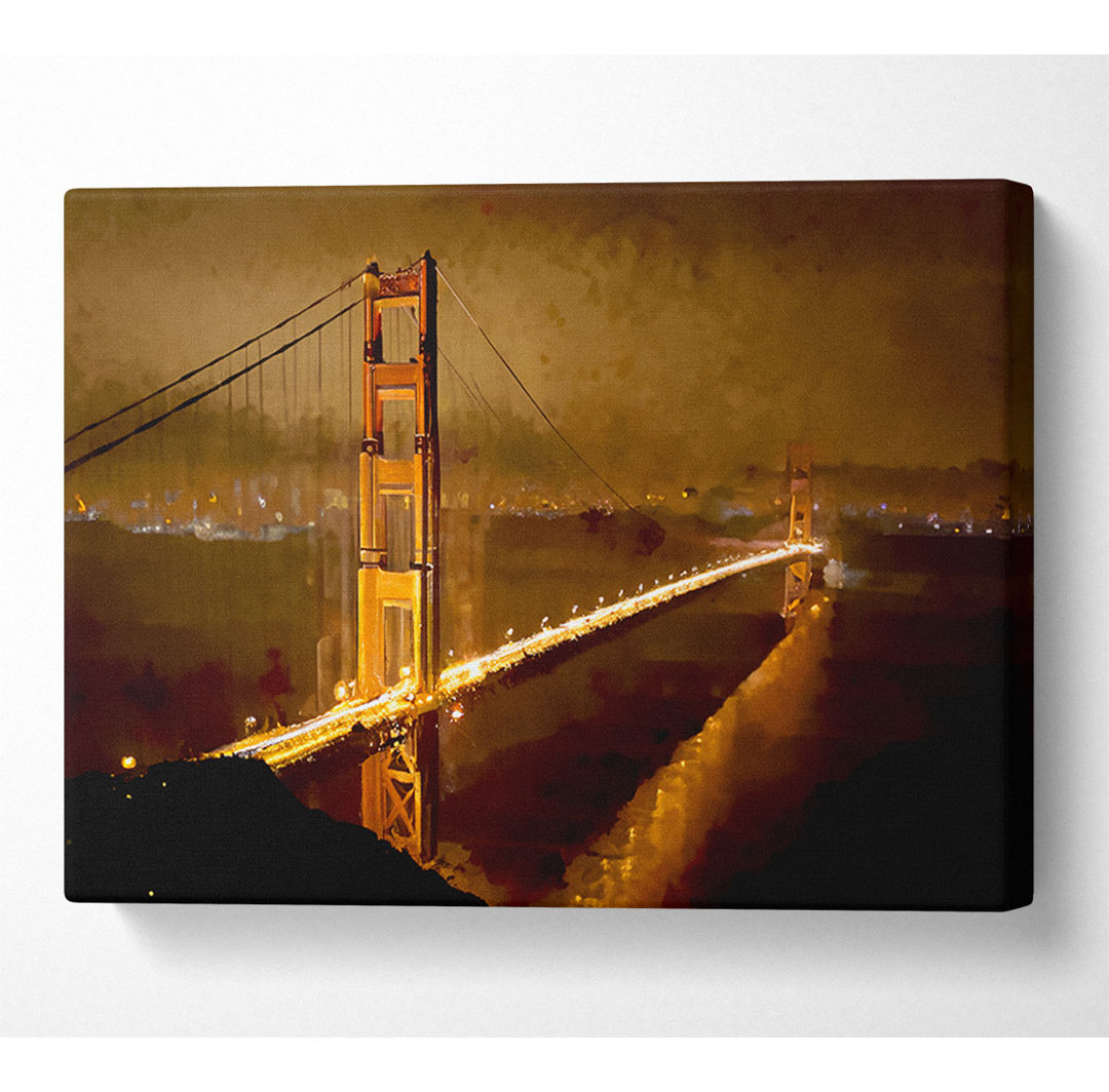 San Francisco Bridge Golden Mist - Kunstdrucke auf Leinwand