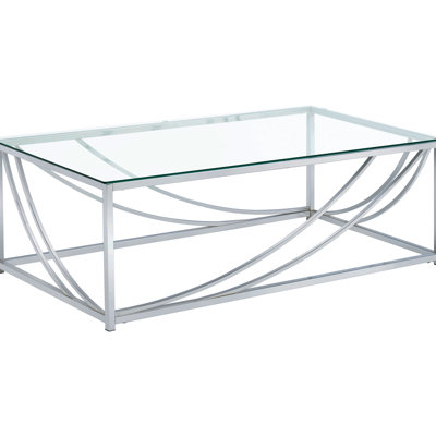 And Glass Coffee Table With Metal Legs For Main Living Space - 17 Inches High, 48.06 Wide, 23.5 Deep, Contemporary Style, Versatile Use In Rectangular Shape Height, Width, Depth, Minimalist