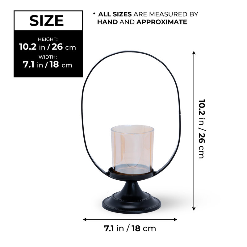 Black Metal Tealight Holder With Glass Accent