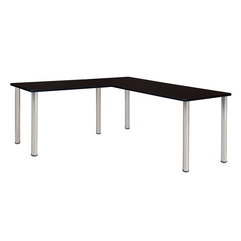 Kee Corner L Shaped Desk Top, Gray/Black, 29" H x 72" W x 66" D