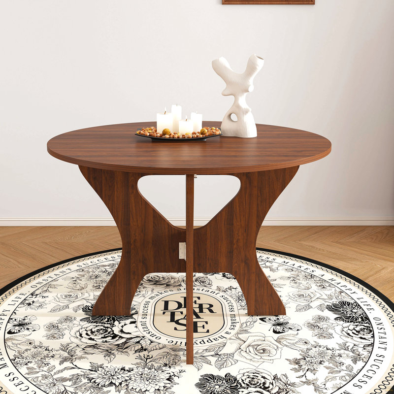 Table de salle à manger pliante 43 po pour petits espaces, table en panneau de fibres à densité moyenne avec placage en noyer, table de cuisine pliable compacte