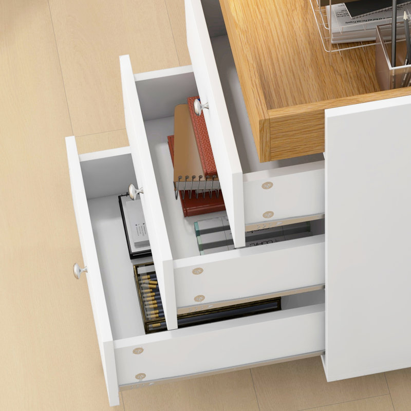 Armoire de bureau à 3 tiroirs - blanc, plateau amovible, offre suffisamment de rangement pour les fournitures sur roulettes et se range sous le bureau, organisant l'espace de travail