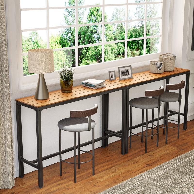 Indoor & Outdoor Bar Table, 37.2" H x 15.6" W x 126" L, Brown