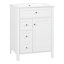 Meuble-lavabo simple 24 po avec lavabo en céramique, porte à fermeture douce et tablette de rangement ouverte de couleur blanche