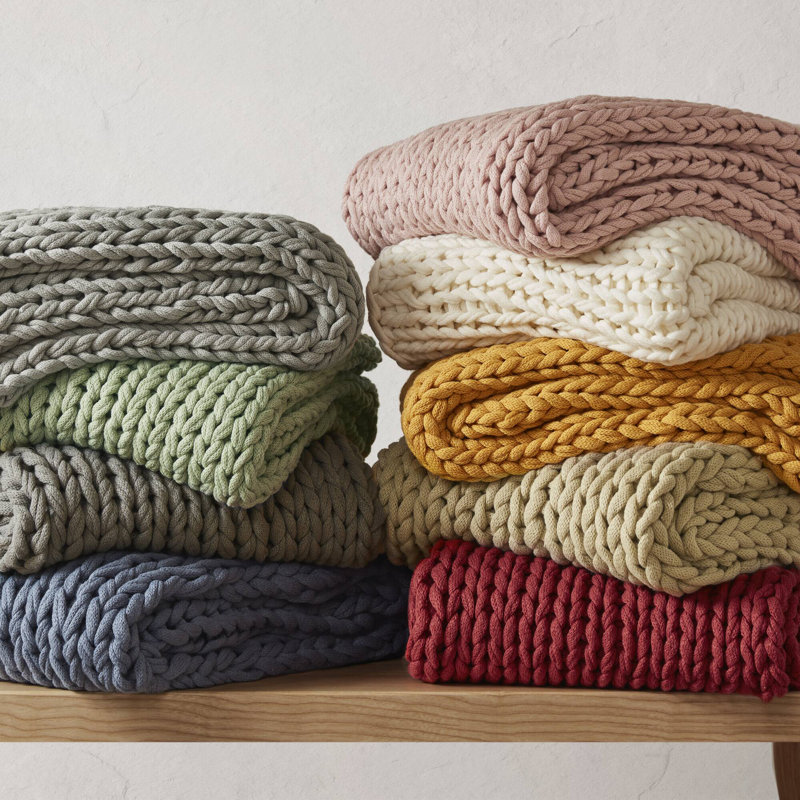 Blush 60"x50" Handmade Chunky Double-Knit Throw