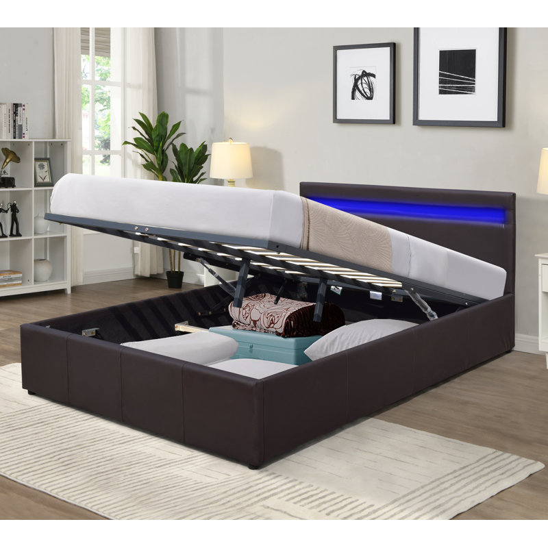 Cadillon Upholstered Ottoman Storage Bed, Double (4'6"), Brown