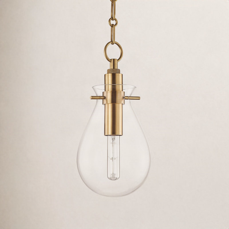 Ivy Becki Owens Dimmable Single Light Pendant, Aged Brass, 14.75" H x 7.5" W x 7.5" D
