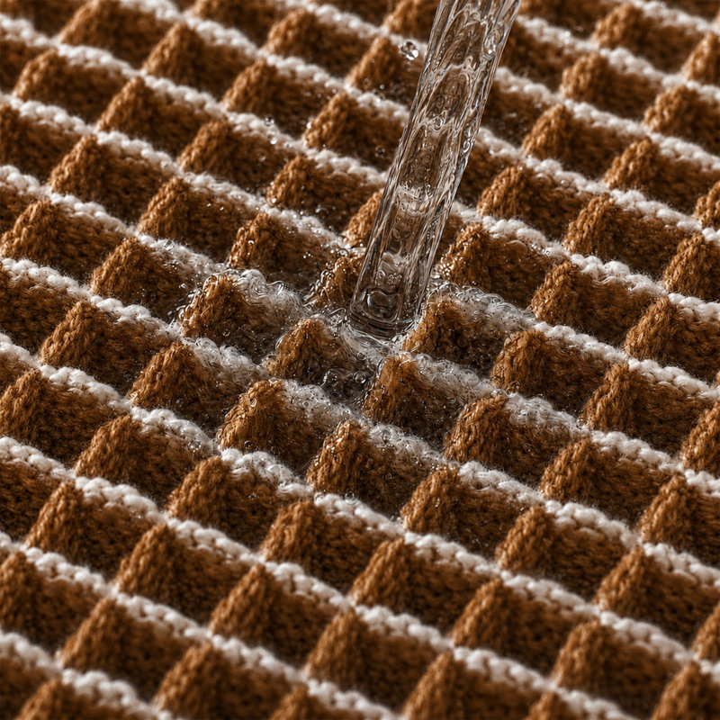 Tapis de bain à franges gaufrées, Coffee/White, 20" W x 32" L