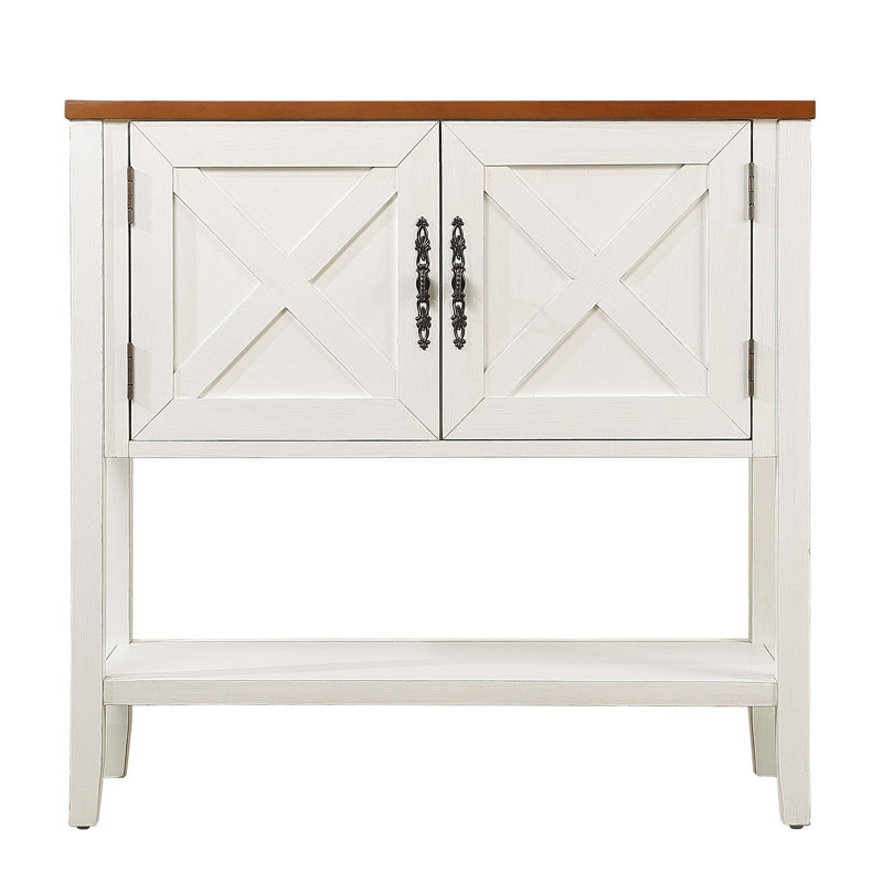 Tevrat Vintage Console Table | 4 Drawers & Open Shelf | Solid Pine Wood & MDF | Classic Style with Spacious Storage | Living Room/Entryway Sofa Table