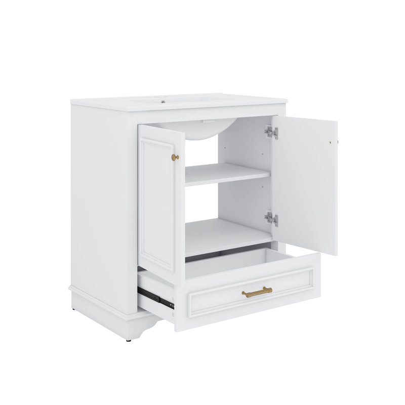 Meuble-lavabo de 30 po avec lavabo et portes à fermeture douce, Blanc