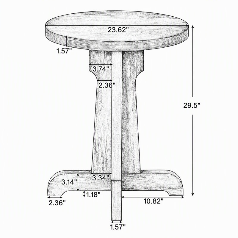 23.6" Round Dining Table, Modern Commercial Dinner Table for 2 People
