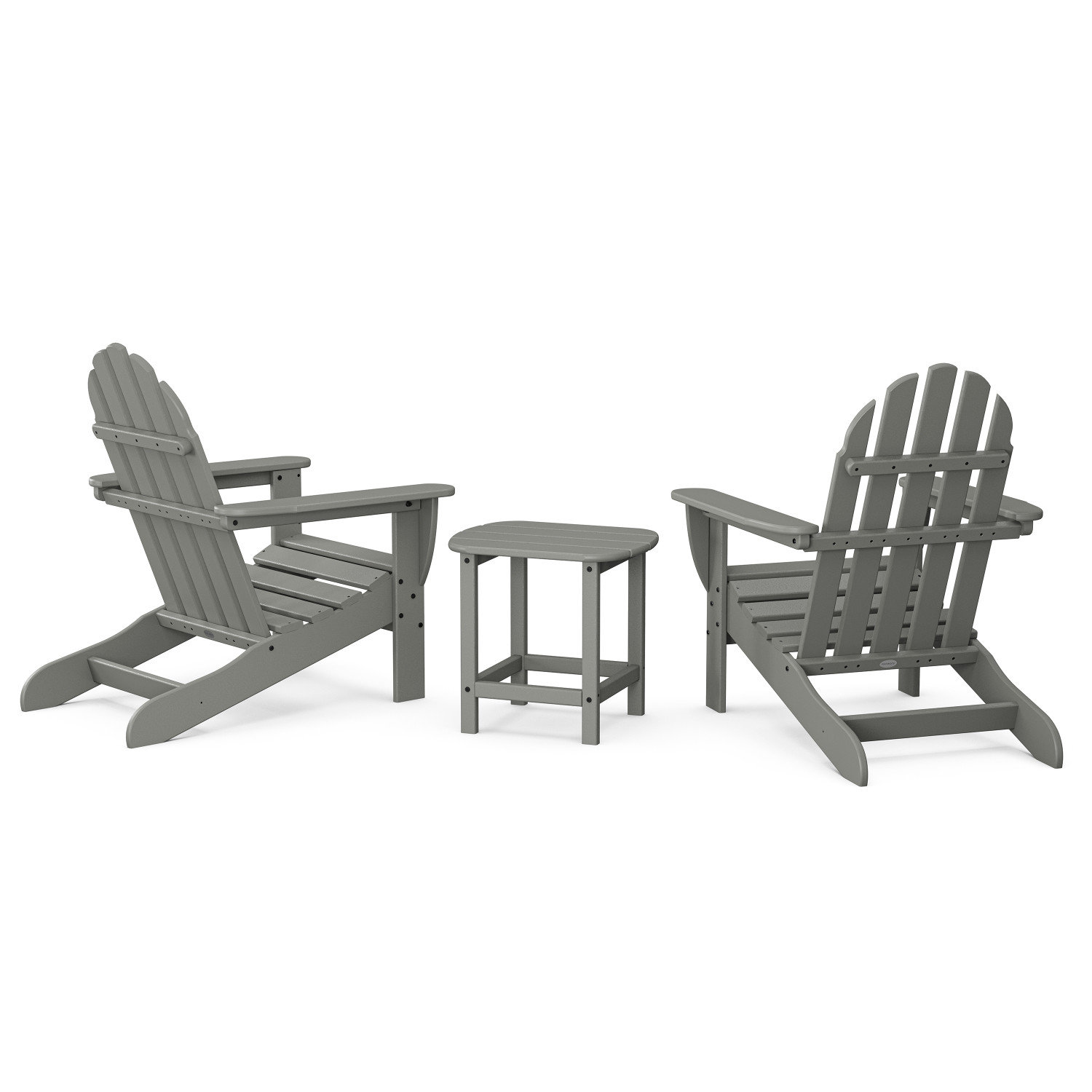 Classic Adirondack 3-Piece Set with South Beach 18" Side Table, Slate Gray
