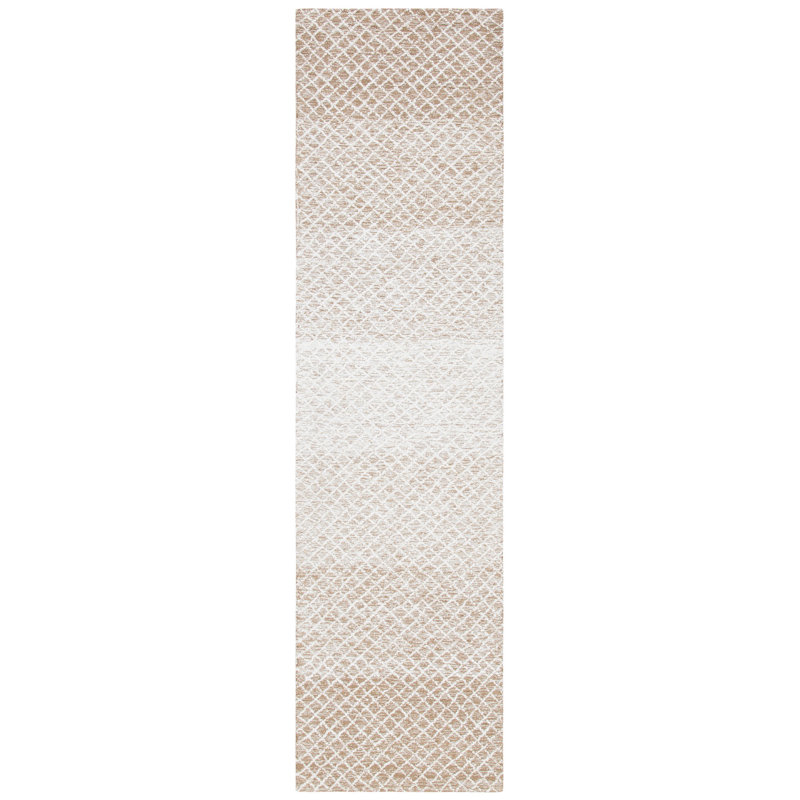 Micro-Loop Hand Tufted Wool And Cotton Geometric Rug, Runner 2'3" x 9'