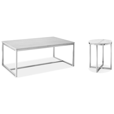 Rectangular Cocktail Table With Round End Table