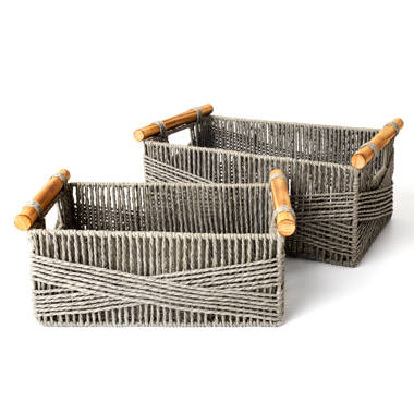 Wood Basket With Items