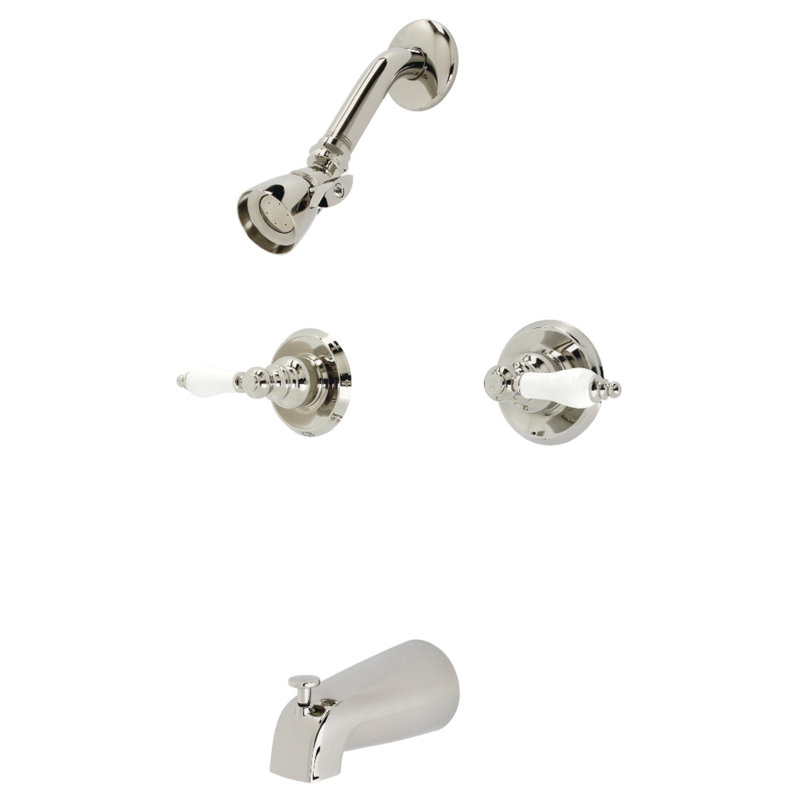 Kingston Brass Victorian Double-Handle Tub and Shower Faucet, Polished Nickel