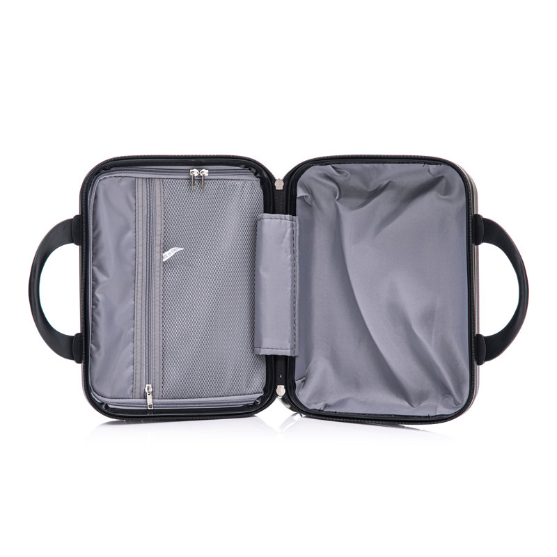 Ensemble de valises noires en polypropylène 4 pièces avec étui à cosmétiques 14 po, valises pivotantes 20 po / 24 po / 28 po
