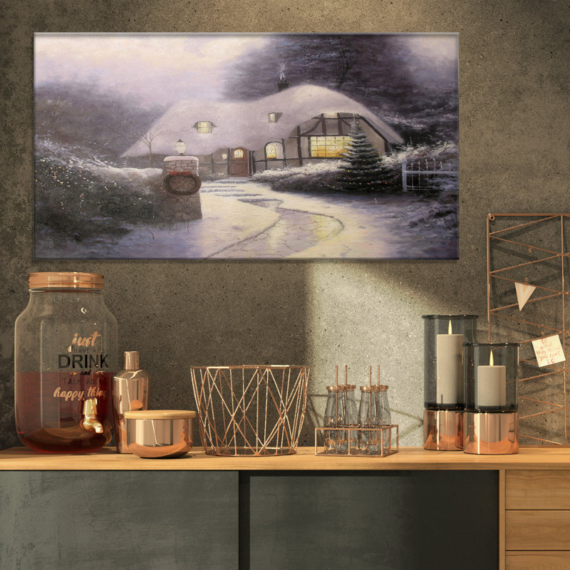 House in Christmas Eve - Impression sur toile tendue, H 16 po x l 32 po x P 1 po