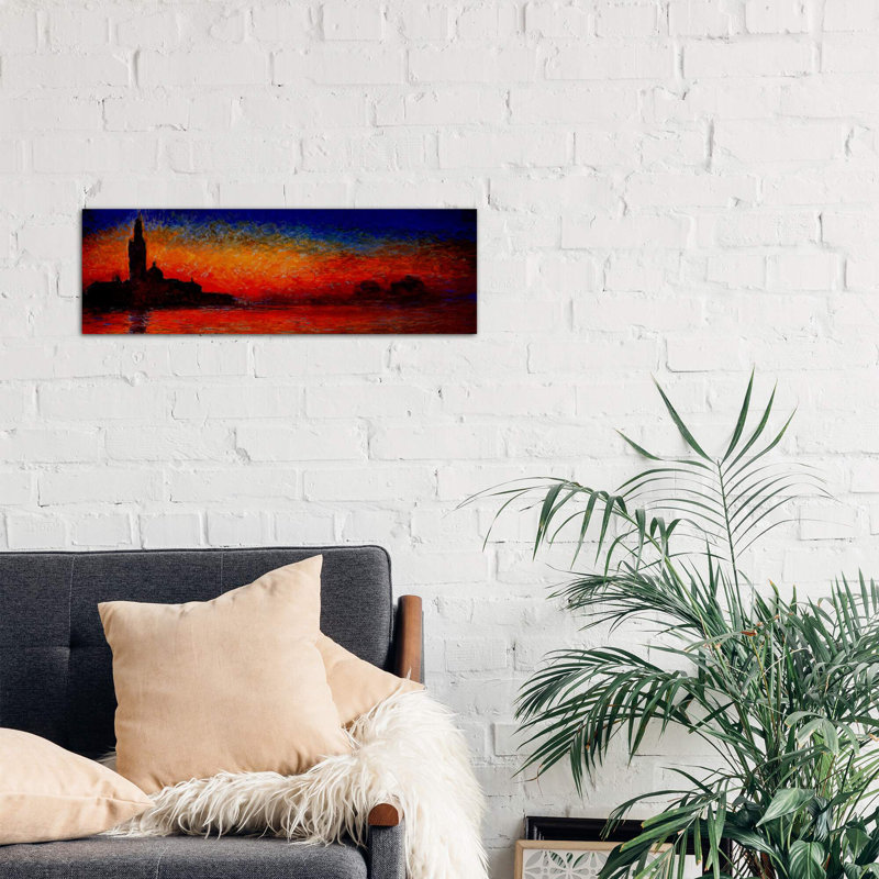 Sunset In Venice by Claude Monet - No Frame Panoramic Painting on Canvas, 121.92 cm H x 40.64 cm W x 1.91 cm D