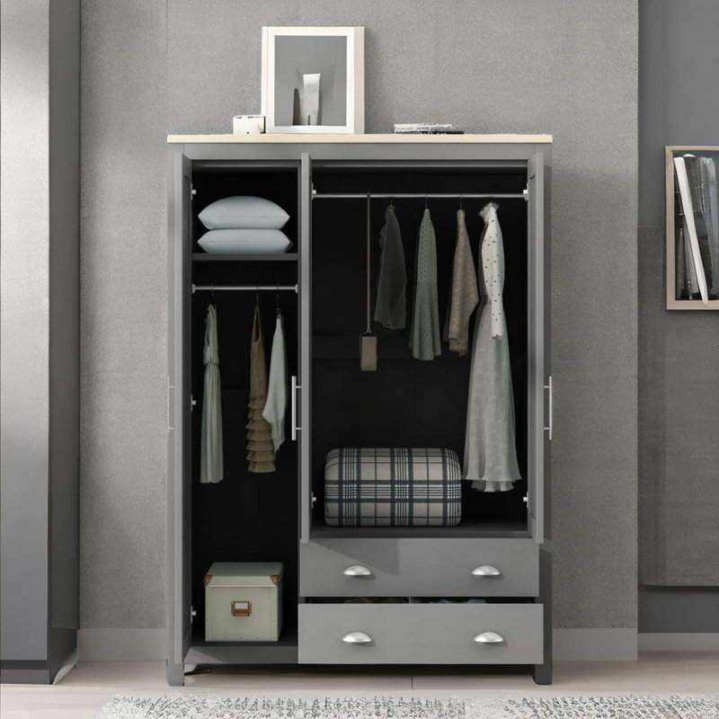 Armoire de rangement à trois portes, Argent