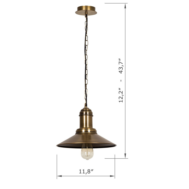 Luminaire suspendu conique en métal à hauteur ajustable