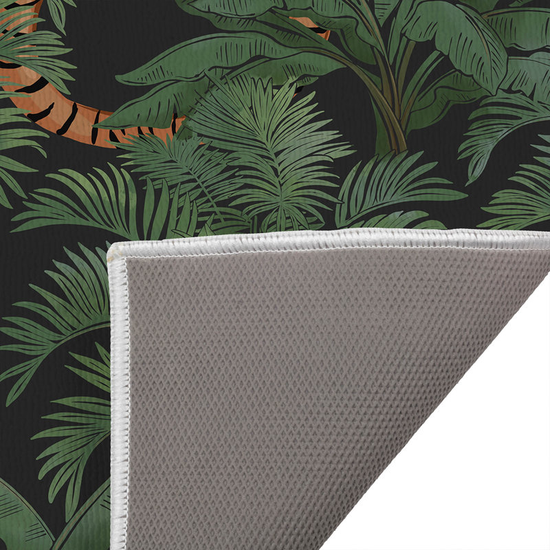 Tapis de toilette rectangulaire absorbant et antidérapant Rumble In the Jungle, Single - 21" L x 34" W, Charcoal