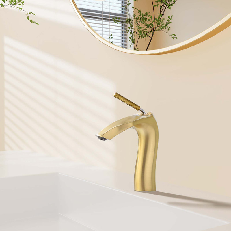 Single Handle Lavatory Basin Sink Faucet, Brushed Gold