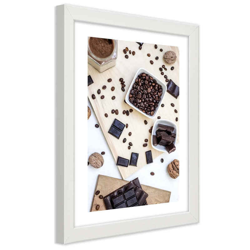Coffee Candy - Single Picture Frame Print, 90cm H x 60cm W, White