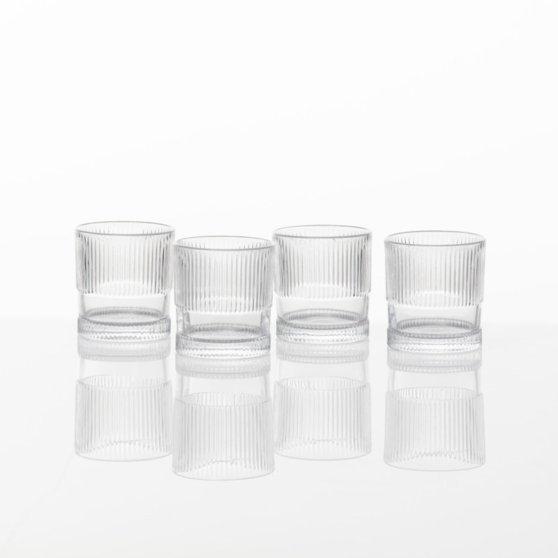 Fortessa Noho Glass, 9.85 Oz. Double Old Fashioned (Set of 4), Blue, Clear, 9.85