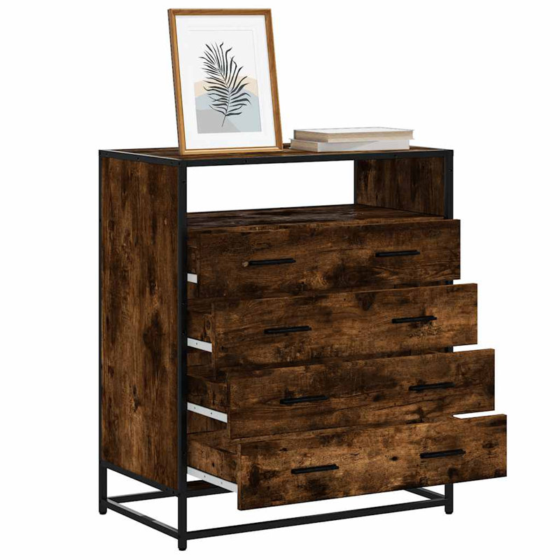 Shuntay Metal Rectangle Accent Chest, Smoked Oak