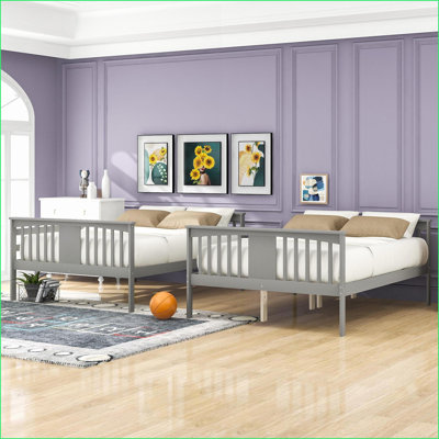 Structure de lit superposé double au-dessus de double avec pin - aucun sommier nécessaire pour la chambre d'amis