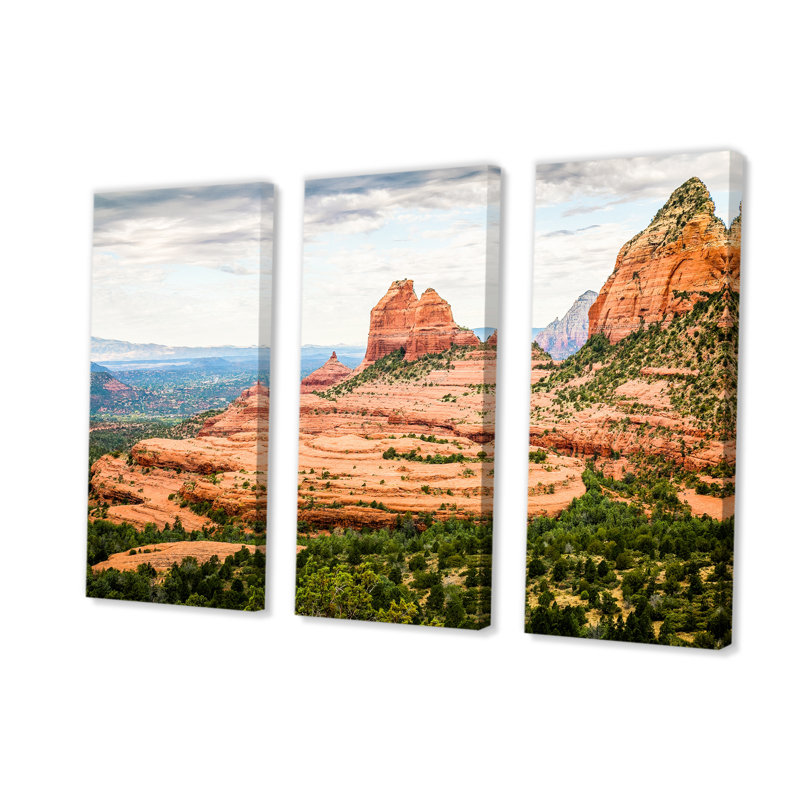 «Beautiful Shot Sedona Arizona On Canvas», reproduction de 3 pièces, H 28 po x l 36 po x P 1 po