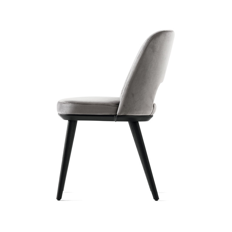 Chaise rembourrée Foyer, Noir mat, Gris cendré