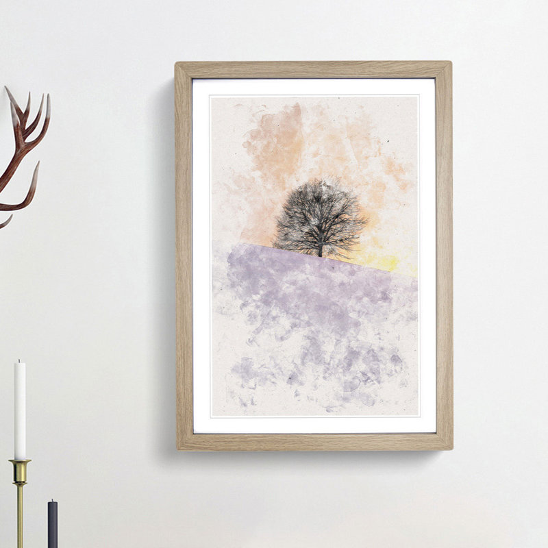 A Winter Tree at Sunset - Framed Print, 63cm H x 45cm W x 2cm D, Oak Framed