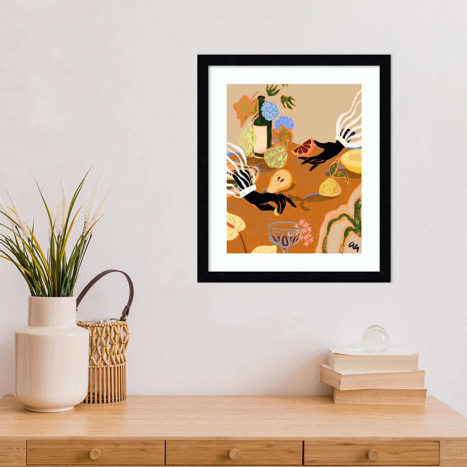 Oberon "Handful of Love (Fruit)" Print, Black, 17" H x 15" W