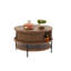 Table basse à plateau rabattable avec rangement pour le salon, table centrale de style campagnard 31,5 po avec portes coulissantes et compartiment caché, structure en métal robuste