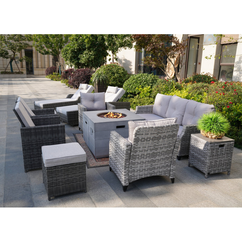 11 - Person Patio Conversation Set with Cushions