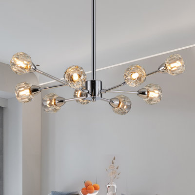 Lustres en cristal modernes, lustre en chrome 9 lumières pour le salon, la chambre à coucher et la salle à manger (sans ampoules)