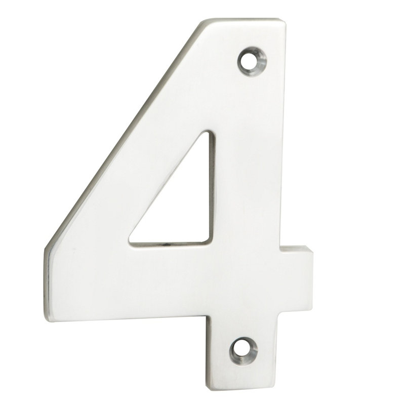 Dollis 10cm H Stainless Steel House Number, Polished Stainless Steel, 4