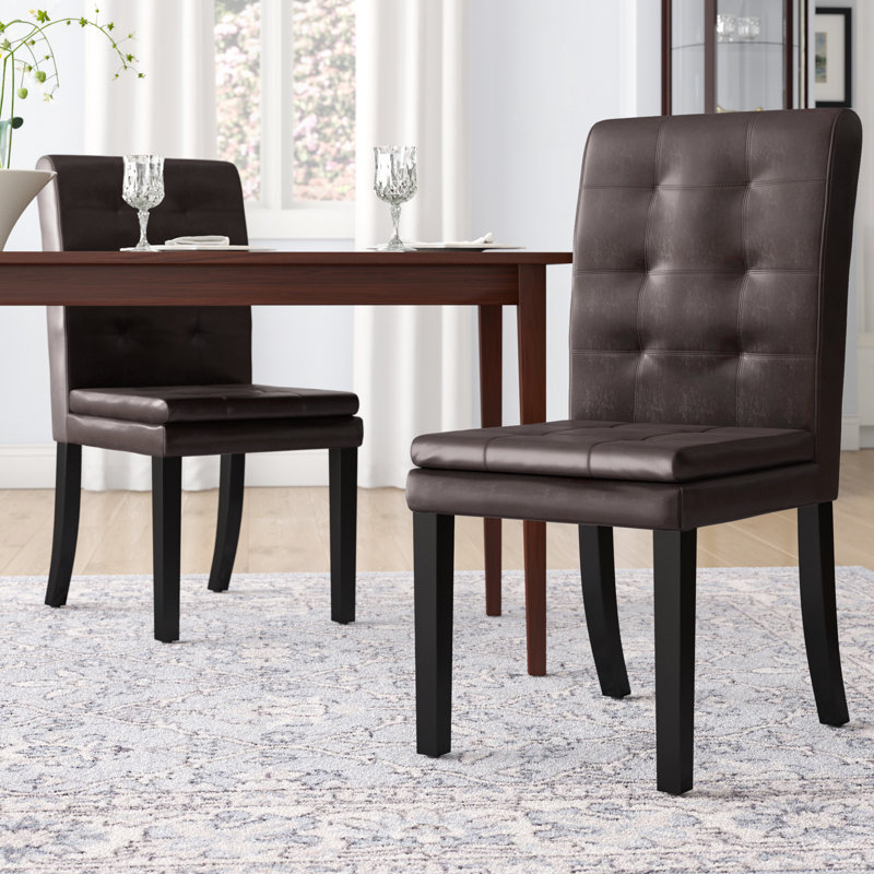 Mito 20.00'' H Tufted Upholstered Side Chair, Brown, 1