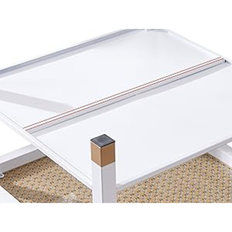 Table basse moderne carrée - structure en métal blanc éclatant de 27,6 po avec plateau en verre doré de luxe, Blanc ; doré