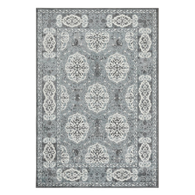 Tapis performance à poils courts et motif médaillon traditionnel Honig