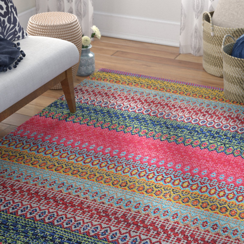 Saffron Geometric Cotton Hand Woven Area Rug, Rectangle 160 x 230cm