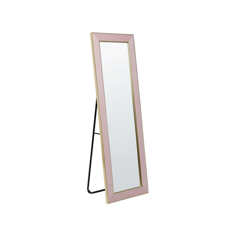 Leolani Flat Leather Floor Mirror, Pink