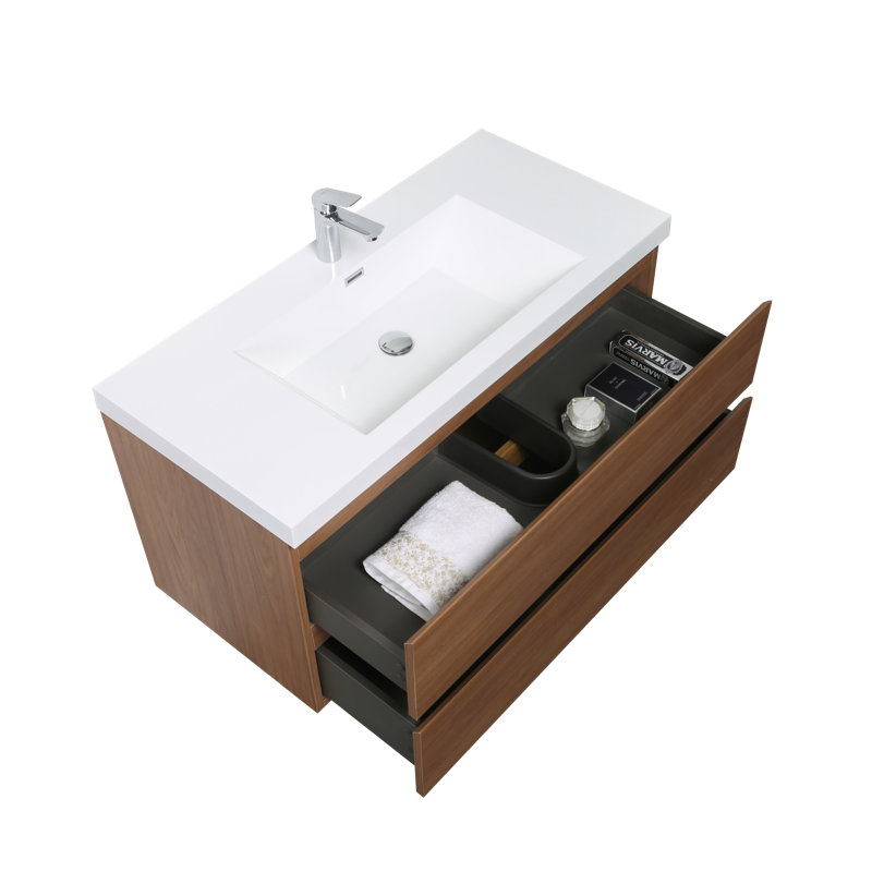 Meuble-lavabo moderne peu encombrant avec lavabo, fabrication en bois pour la salle de bain