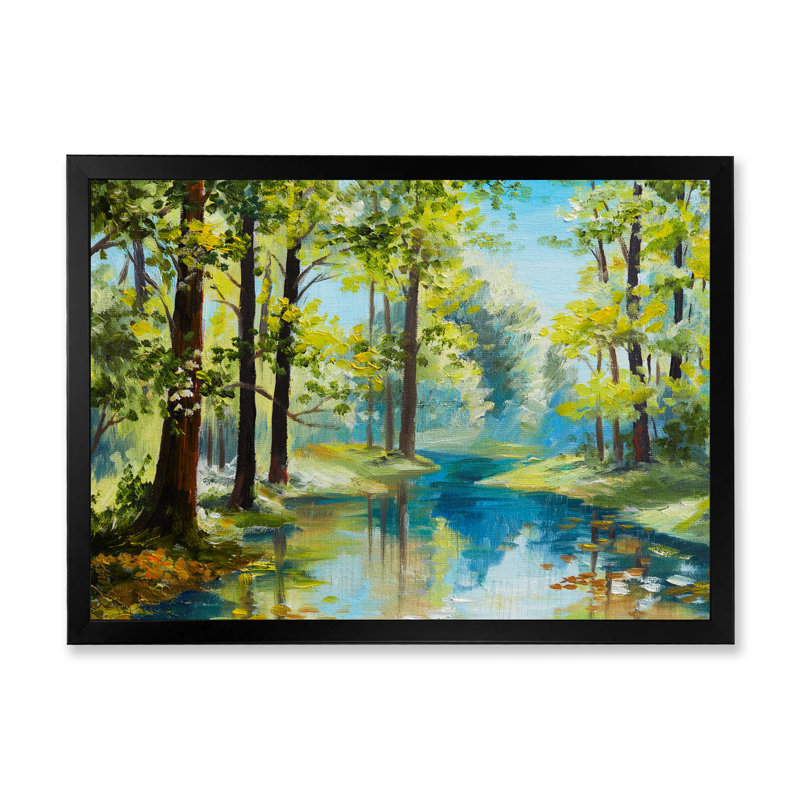 «River In Spring Forest II», reproduction d'art sur toile, Toile avec cadre noir, H 8 po x l 12 po x P 1 po