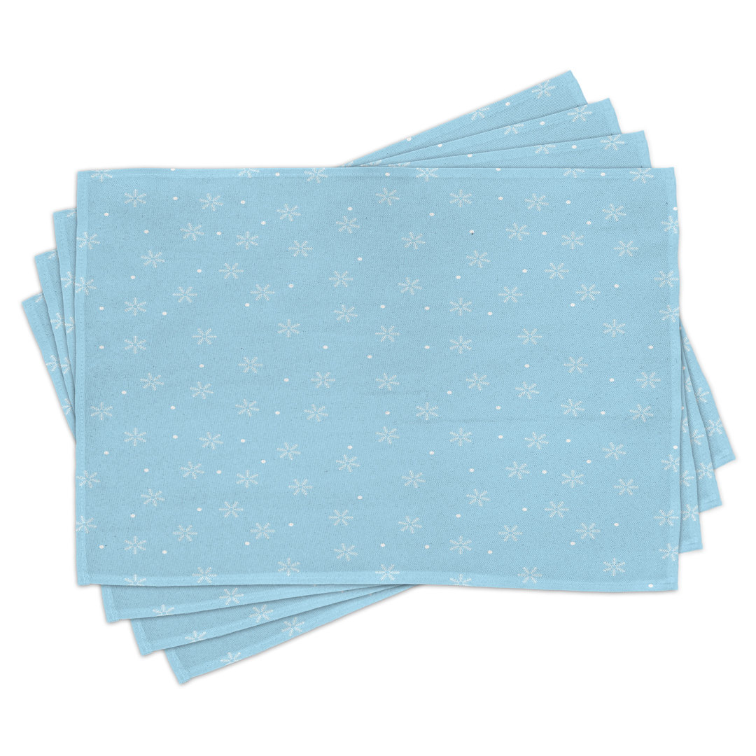 Platzdeckchen 4er Set, Soft Snowfall auf Blau, Blassblau Weiß