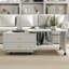 Table basse extensible avec rangement, table de salon réversible à 2 tiroirs et à 6 roulettes, blanc